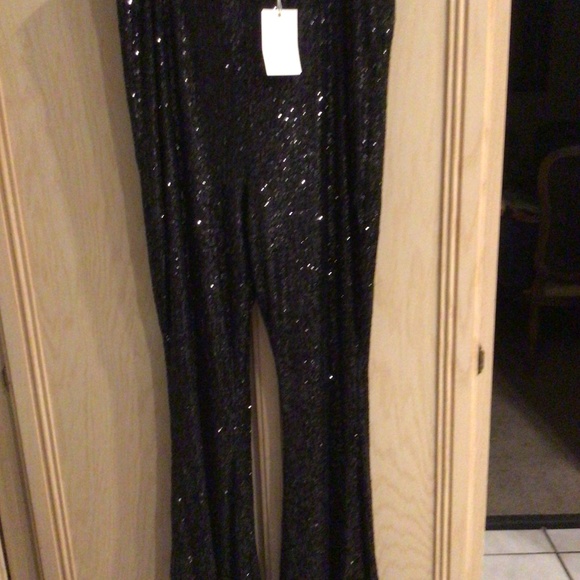 Show me your Mumu black sequined pants NWT - Picture 2 of 4